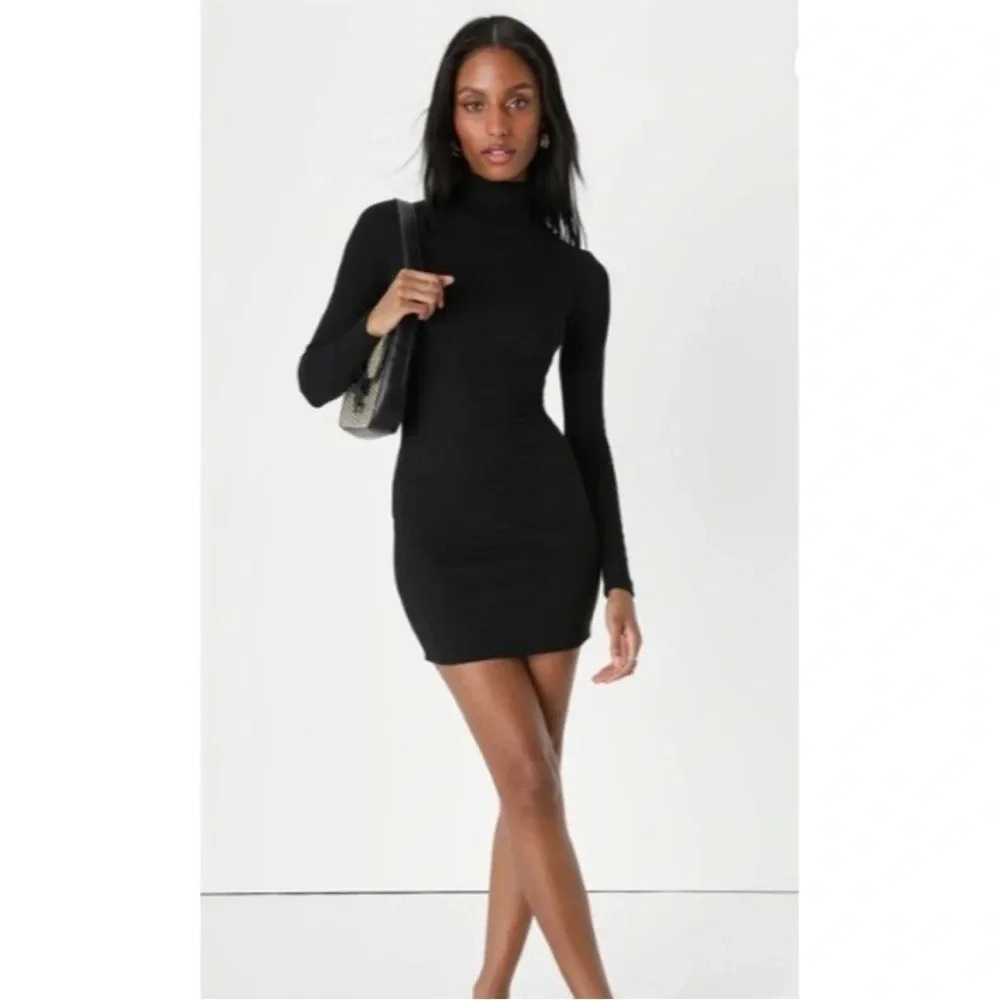 Lulus black ribbed smocked mini dress